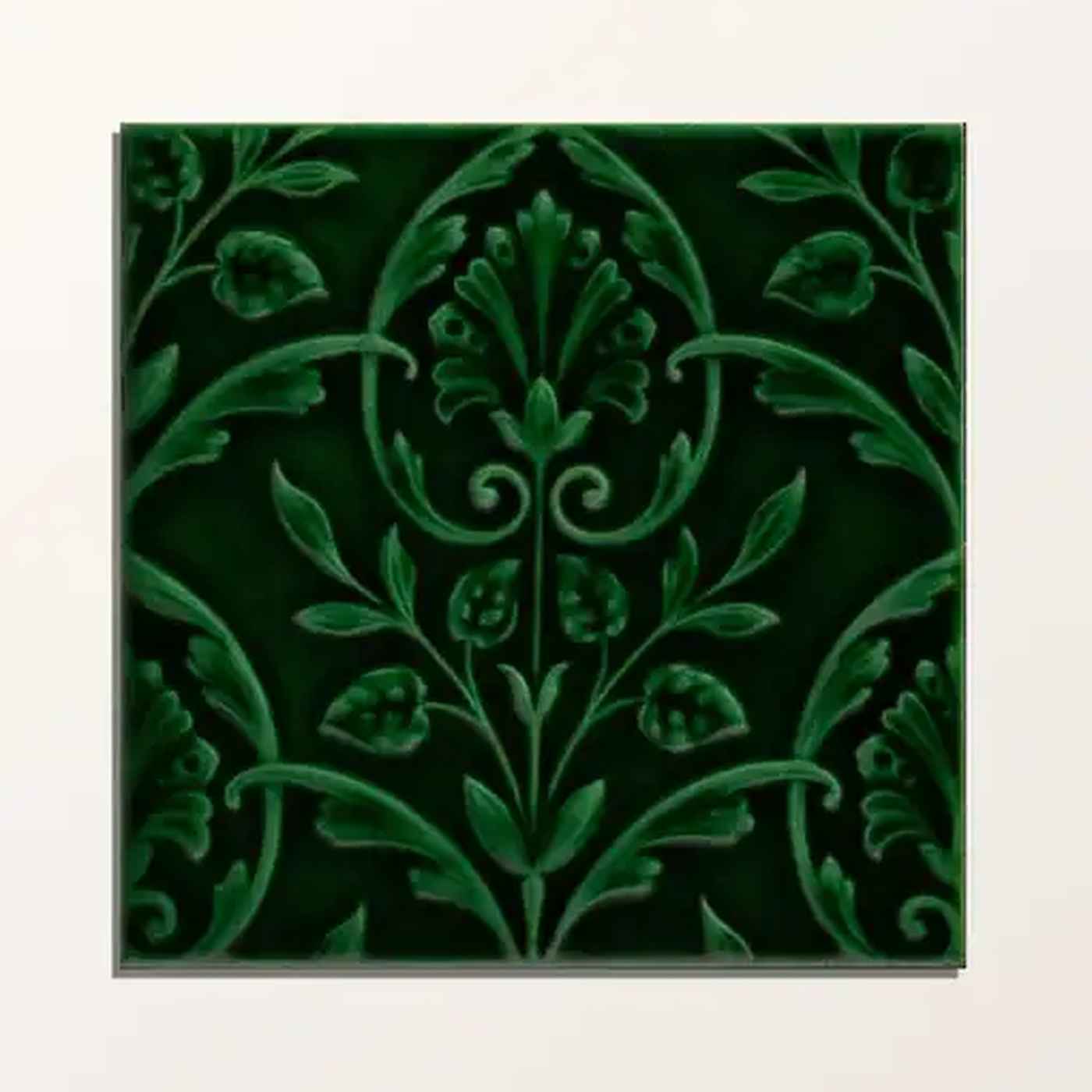 Image of Small square green victorian style tile