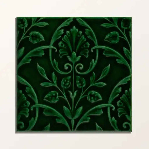 Small square green victorian style tile