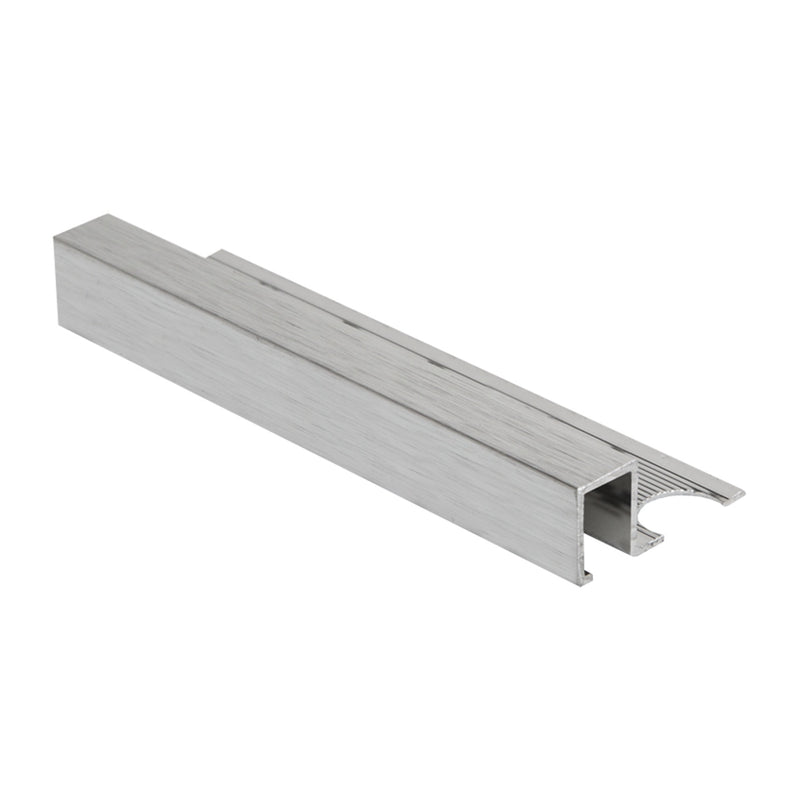 Image of Premtool Square Edge Brushed Silver Aluminium Tile Trim-Trim-Premtool-Tile.co.uk