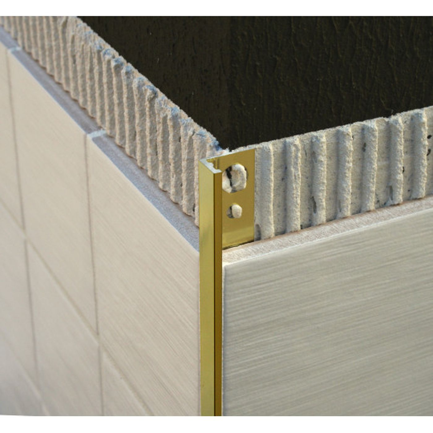 Image of Genesis Brushed Brass Straight Edge Aluminium Tile Trim-Trim-Genesis-Tile.co.uk