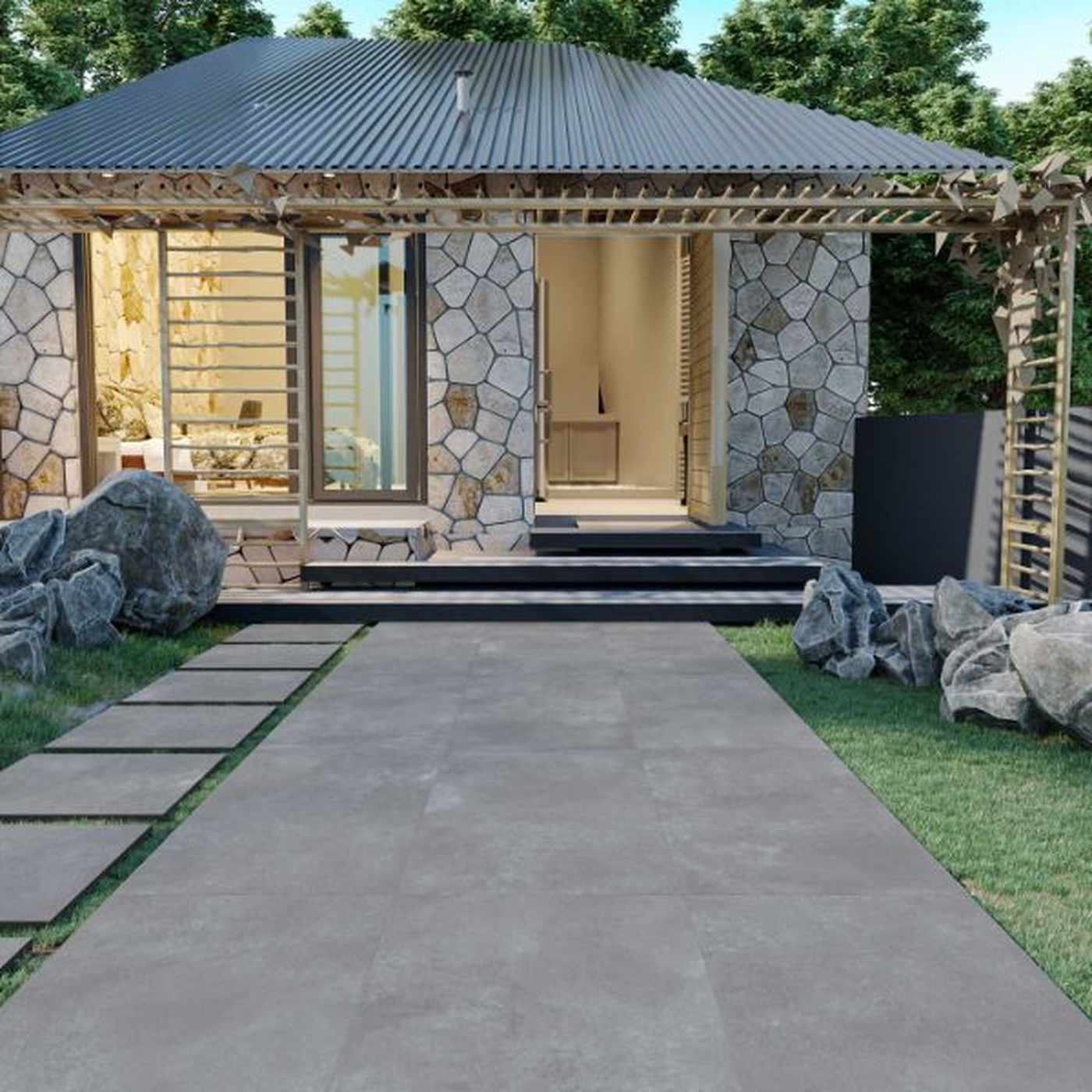 Image of Moon Cool Grey Outdoor tile 80x80x2cm-20mm Porcelain tile-Tile Space-Tile.co.uk