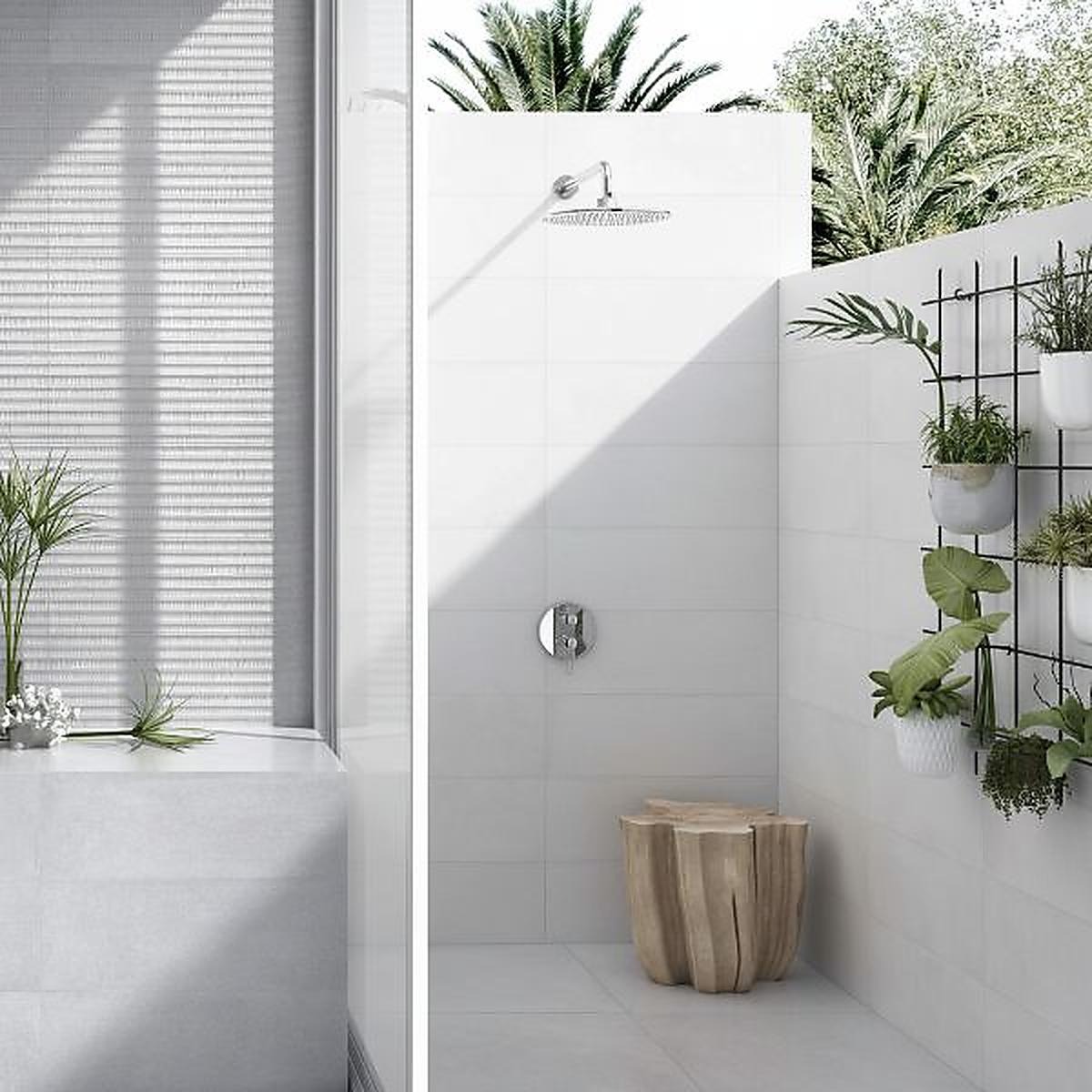 Image of Fluted White Decor Wall Tile 30x90cm-Ceramic wall tile-Keros-Tile.co.uk