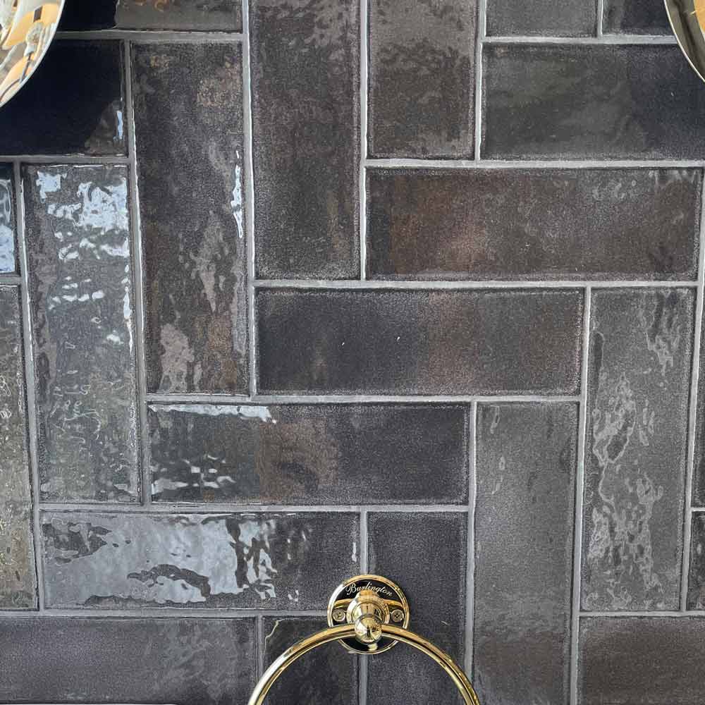 Image of Orchard Dark Grey Brick Tile 7.5x23cm-Ceramic wall tile-Estudio Ceramico-tile.co.uk