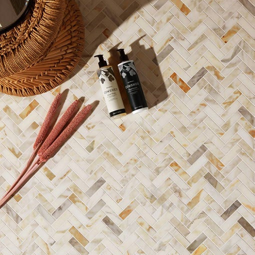 Image of Palazzo Oro Honed Herringbone 28.5 x 33 x 1.0cm-Ca Pietra-Tile.co.uk