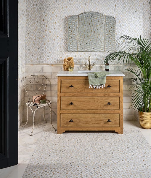 Image of Palazzo Oro Honed Brick Bond Square 30 x 30 x 1.0cm-Ca Pietra-Tile.co.uk
