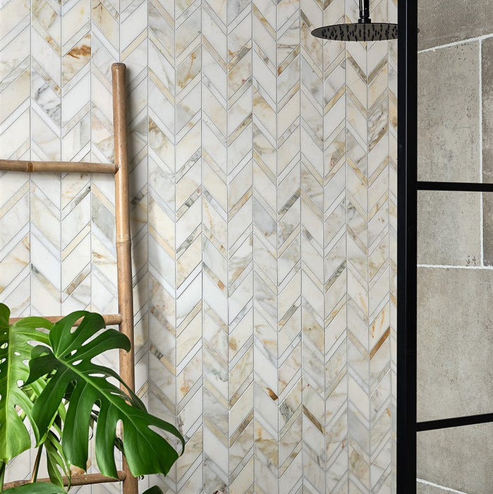 Palazzo Oro Marble Chevron 28 x 29.5cm-Marble-Ca Pietra-Tile.co.uk