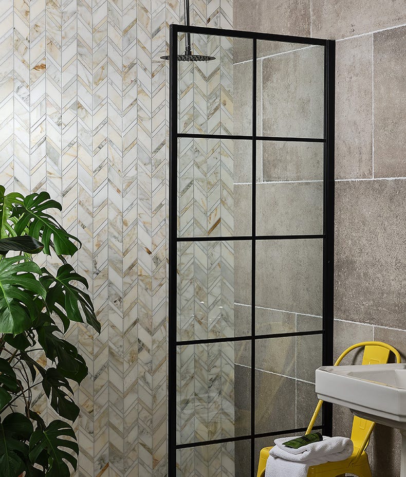 Image of Palazzo Oro Marble Chevron 28 x 29.5cm-Marble-Ca Pietra-Tile.co.uk