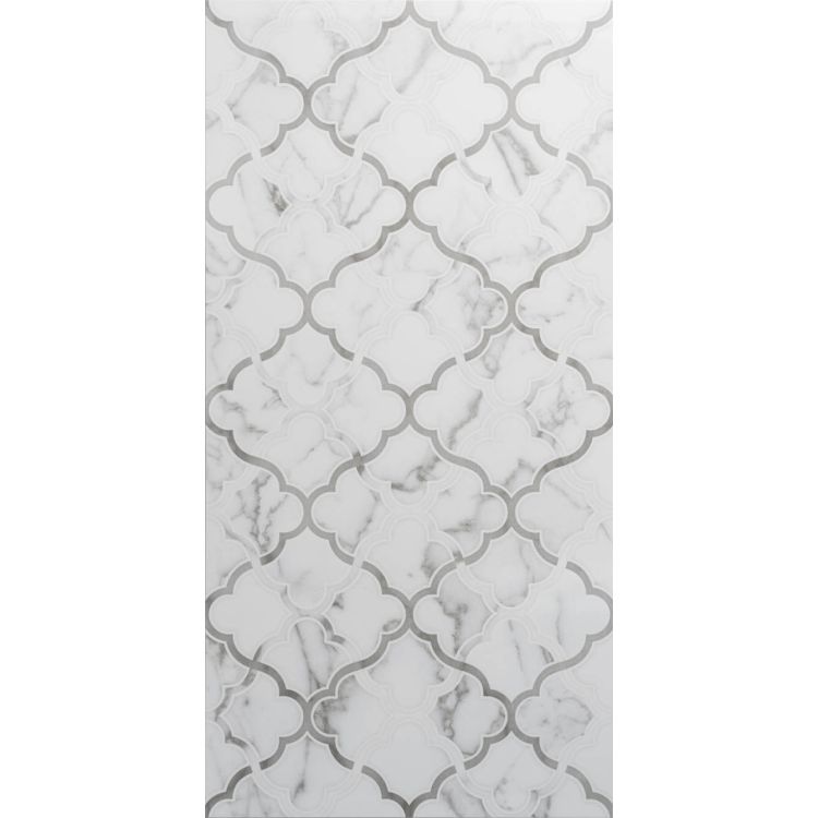 Image of Marble-patterned tile with gray accents on a white background