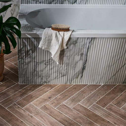 Image of Palm Springs Porcelain Cerulean Fluted - 60 x 120 x 0.98cm-Ca Pietra-Tile.co.uk