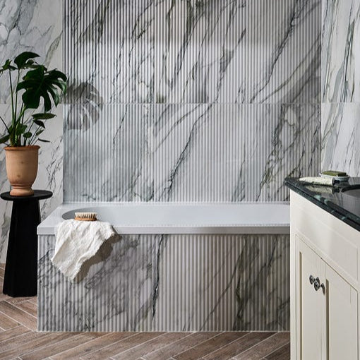 Image of Palm Springs Porcelain Cerulean Fluted - 60 x 120 x 0.98cm-Ca Pietra-Tile.co.uk