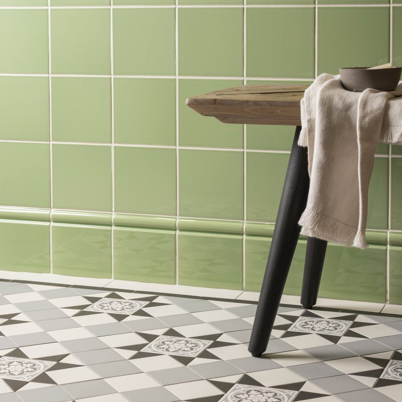 Image of Palm Green Skirting Tile 15.2x15.2cm-Ceramic Tiles-Original Style-Tile.co.uk