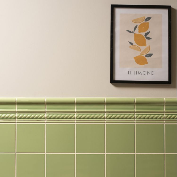 Image of Palm Green Rope Dado 15.2x4cm-Ceramic Tiles-Original Style-Tile.co.uk