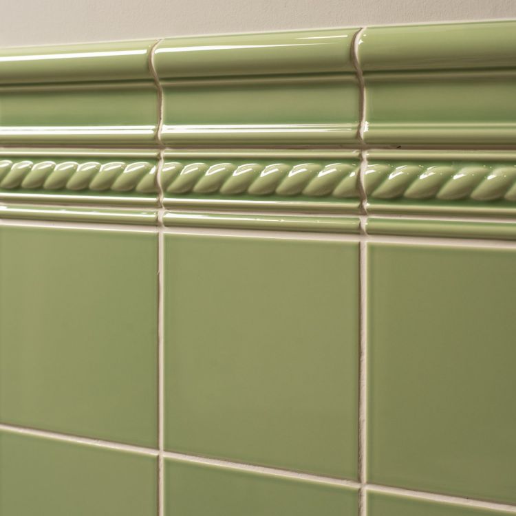Image of Palm Green Rope Dado 15.2x4cm-Ceramic Tiles-Original Style-Tile.co.uk