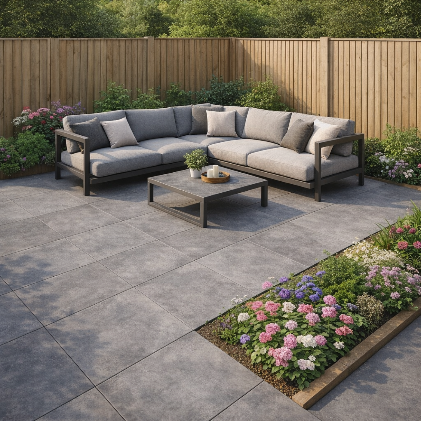 Image of Motion Anthracite Outdoor Porcelain tile 80x80x2cm-Large format-Tile Space-Tile.co.uk