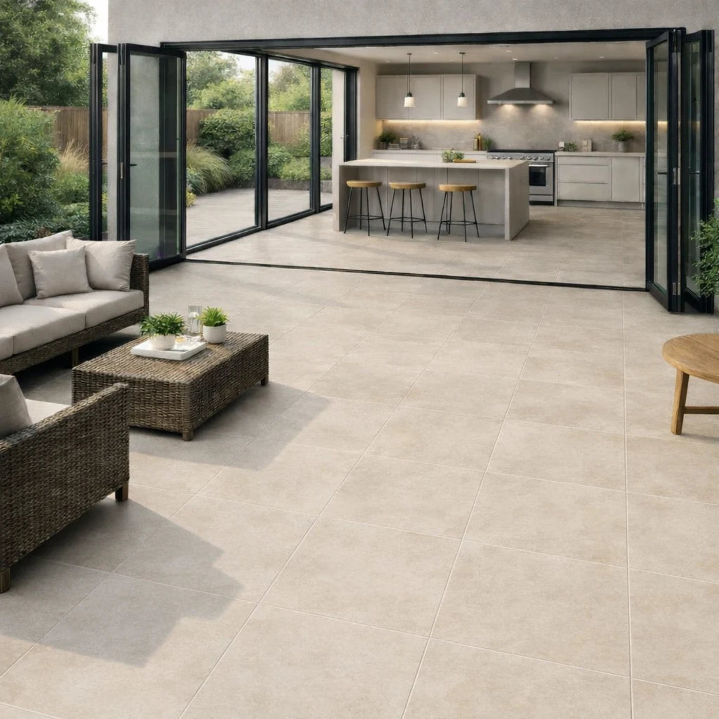 Image of Motion Ivory Outdoor Porcelain tile 80x80x2cm-Large format-Tile Space-Tile.co.uk