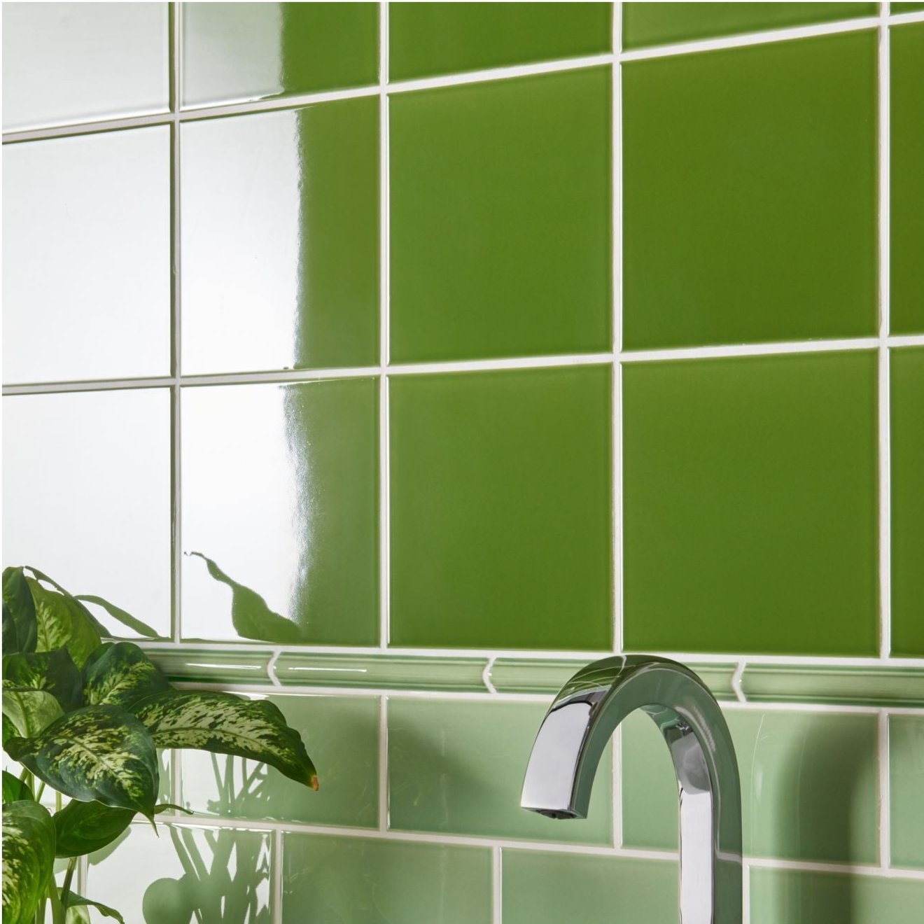 Image of Pavilion Green Field Tile 15.2x15.2cm-Ceramic wall tile-Original Style-Tile.co.uk