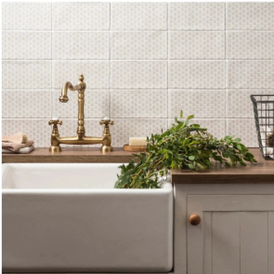 Image of Fabrique Picot Soft Taupe wall tile 10x20cm-Ceramic wall tile-Original Style-Tile.co.uk