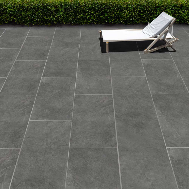 Image of Snowden Charcoal Outdoor Porcelain tile 60x120cm-20mm Porcelain tile-Monumental Tiles-tile.co.uk