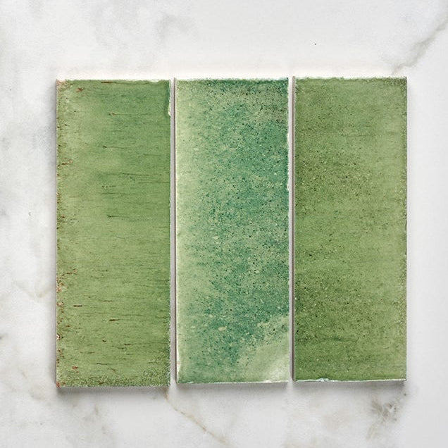 Image of Pottery Porcelain Kale Green Brick Gloss 7.5 x 20 x 1.0cm-Ca Pietra-Tile.co.uk
