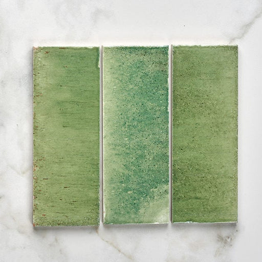 Pottery Porcelain Kale Green Brick Gloss 7.5 x 20 x 1.0cm-Ca Pietra-Tile.co.uk