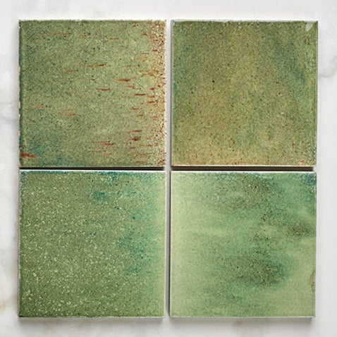 Image of Pottery Porcelain Kale Green Square Gloss 10 x 10 x 1.0cm-Ca Pietra-Tile.co.uk