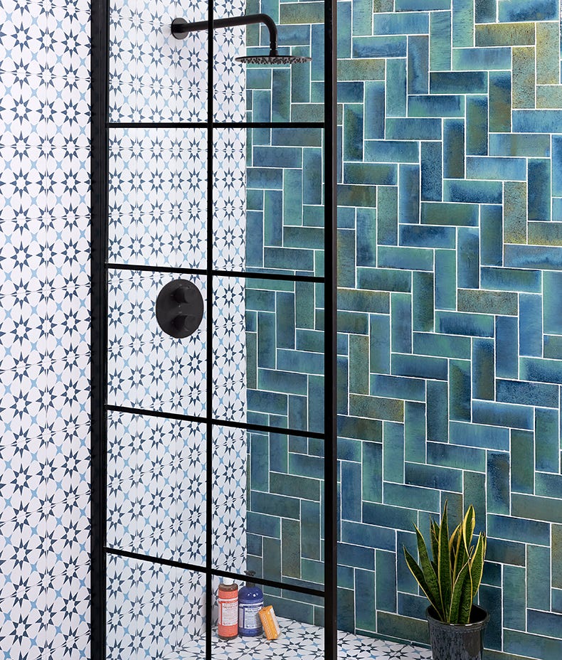 Image of Pottery Porcelain Ocean Blue Brick Gloss 7.5 x 20cm-Brick style tiles-Ca Pietra-Tile.co.uk