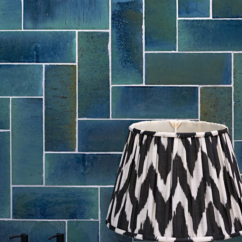 Image of Pottery Porcelain Ocean Blue Brick Gloss 7.5 x 20cm-Brick style tiles-Ca Pietra-Tile.co.uk