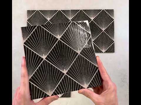 Image of Art Deco Black wall tiles 20x20cm YouTube video