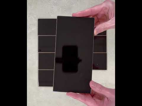 Image of Black Flat Gloss Brick tile 10x20cm