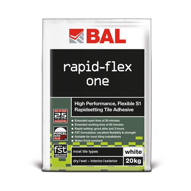 Image of Bal 20kg Rapid-Flex One White Tile Adhesive-Adhesive-Bal-tile.co.uk