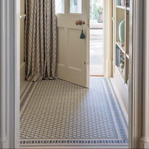 Aventuras Ziggy Border Blue Porcelain - 15 x 15cm-Ca Pietra-Tile.co.uk