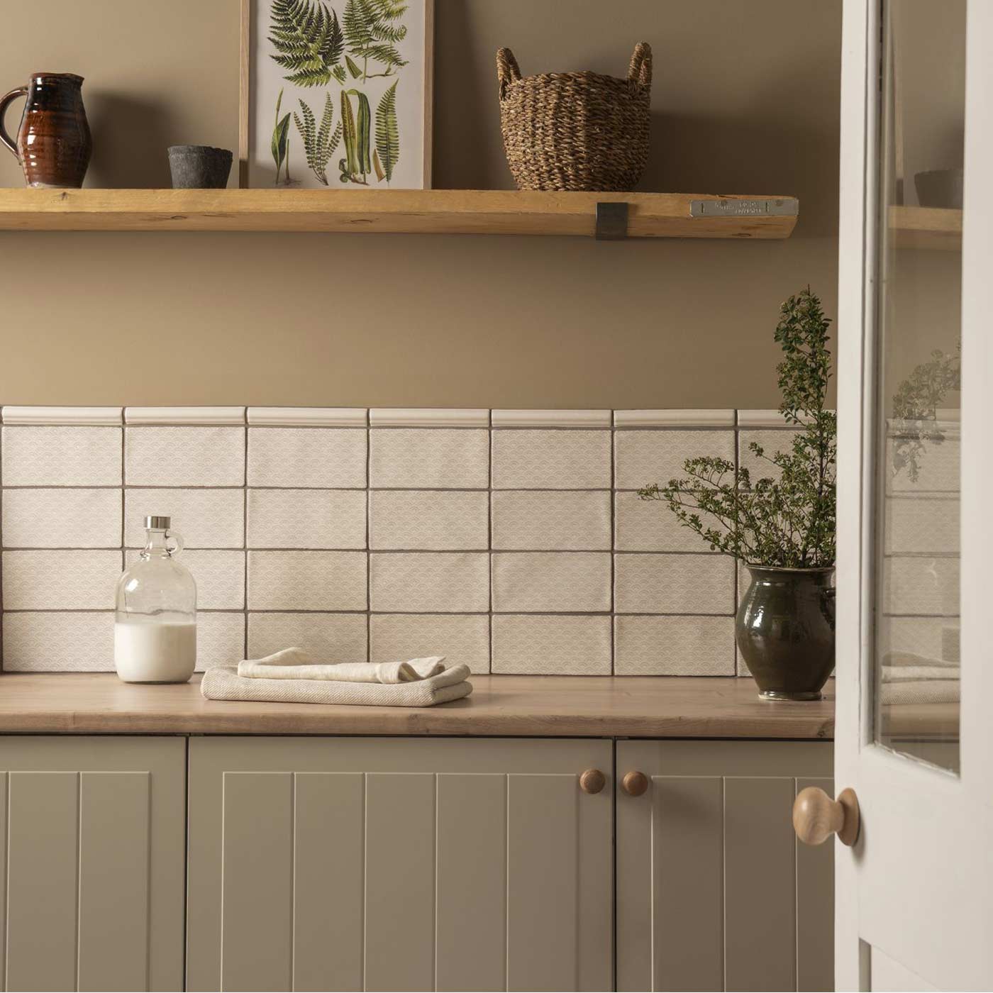 Image of Rosaline Soft Taupe Brick wall tile 10x20cm-Ceramic wall tile-Original Style-Tile.co.uk