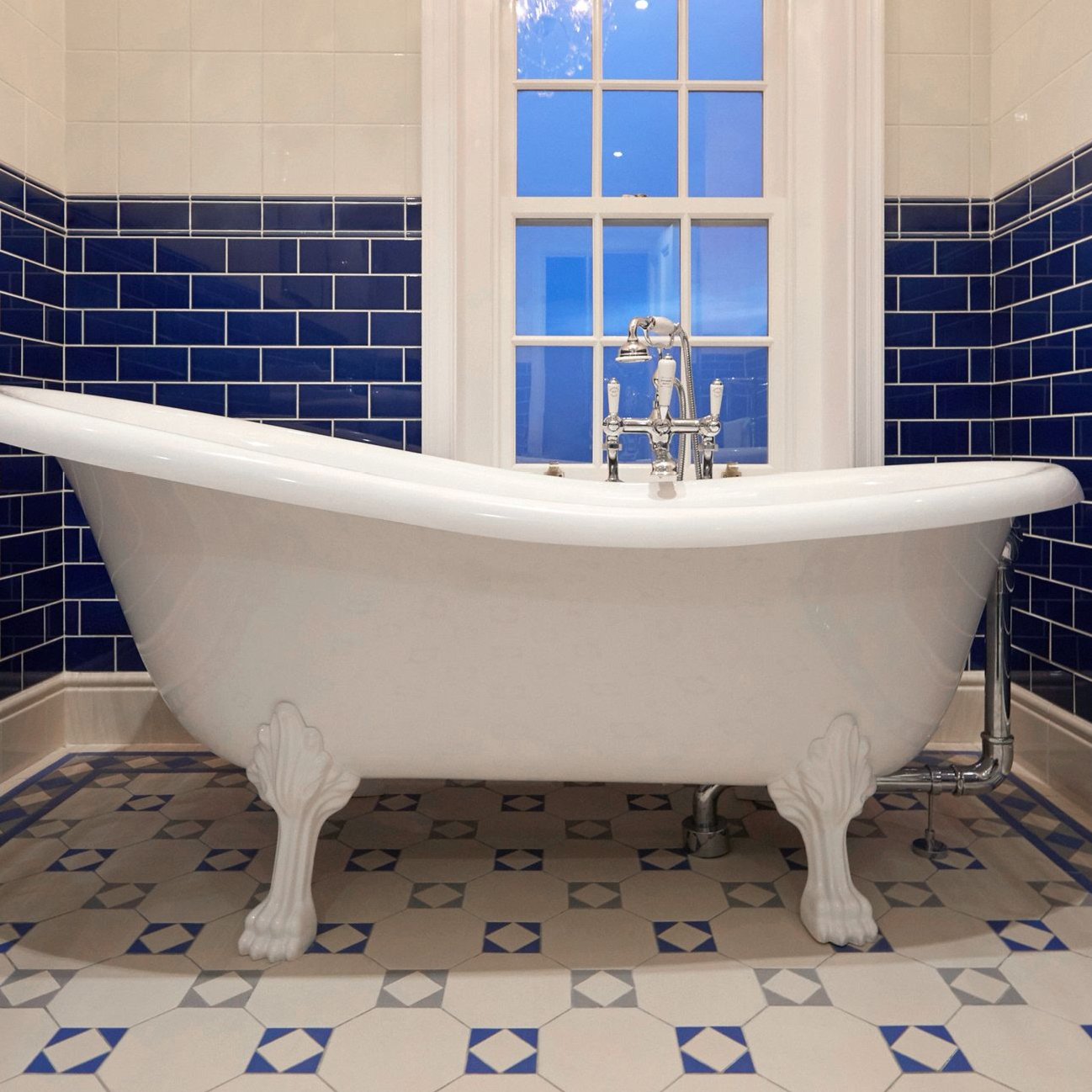 Image of Royal Blue Half Tile 15.2x7.5cm-Ceramic wall tile-Original Style-Tile.co.uk