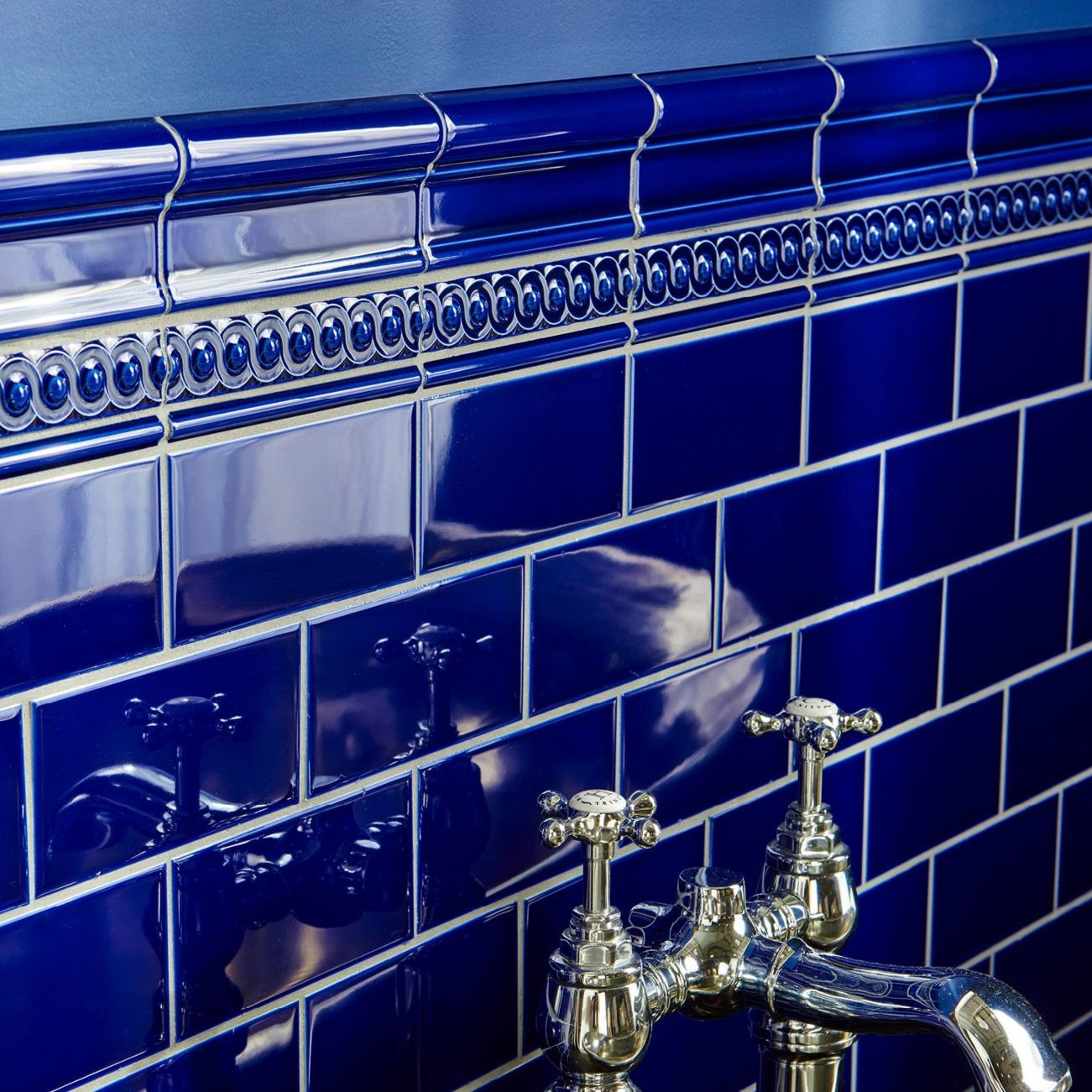 Image of Royal Blue Half Tile 15.2x7.5cm-Ceramic wall tile-Original Style-Tile.co.uk