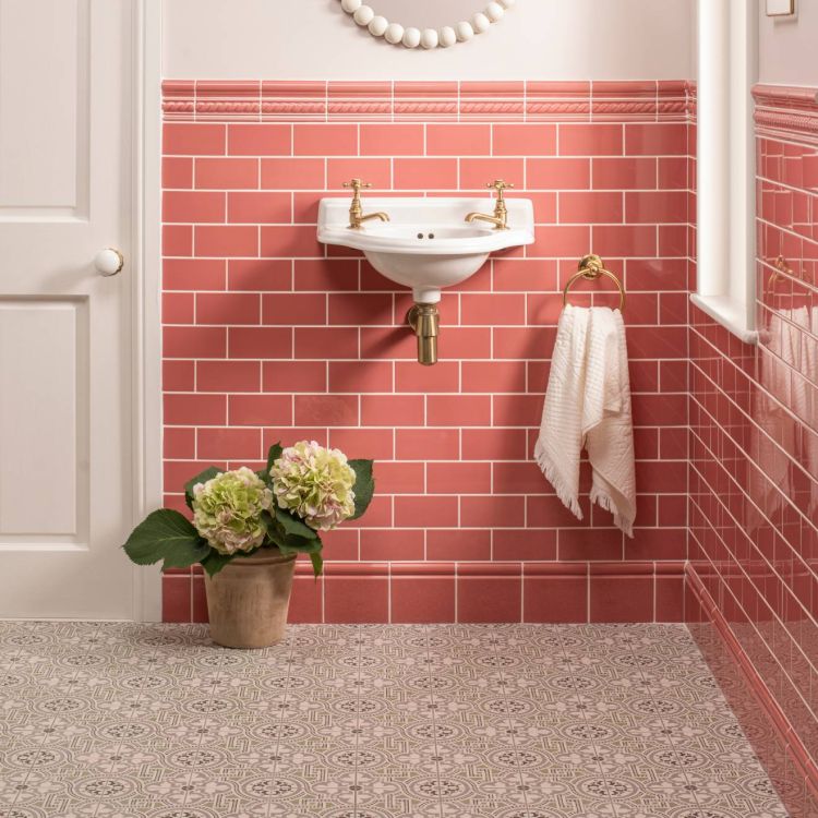 Image of Duchy Pink Rope Dado 15.2x4cm-Ceramic Tiles-Original Style-Tile.co.uk