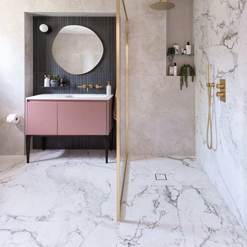 Image of Sculpture Porcelain Carrara Brushed 100 x 100 x 0.8cm-Wall and Floor tile-Ca Pietra-Tile.co.uk