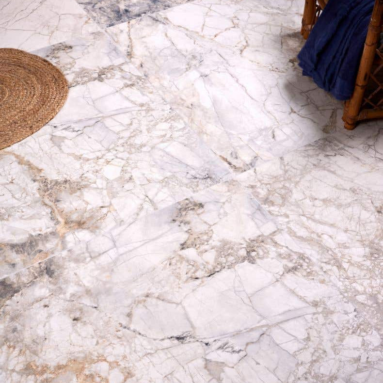 Image of Sculpture Porcelain Invisible Blue Brushed 100 x 100 x 0.8cm-Wall and Floor tile-Ca Pietra-Tile.co.uk