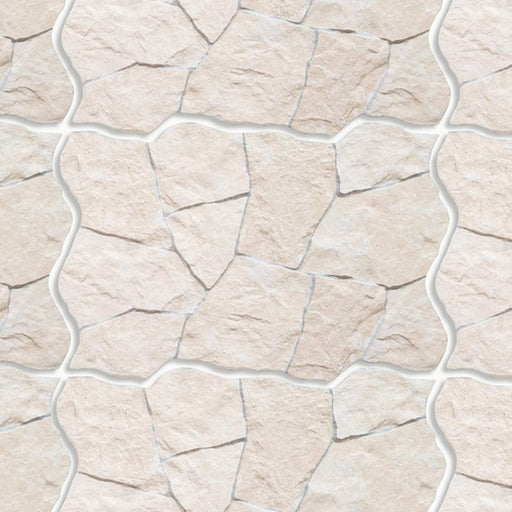 Close-up of a stone tile with a beige color and natural texture.