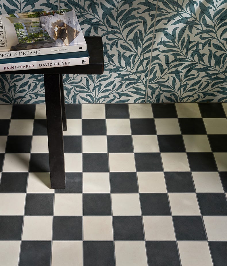 Image of Victorian Style™ Porcelain Chess Mono B - 28 x 28cm-Porcelain Tile-Ca Pietra-Tile.co.uk