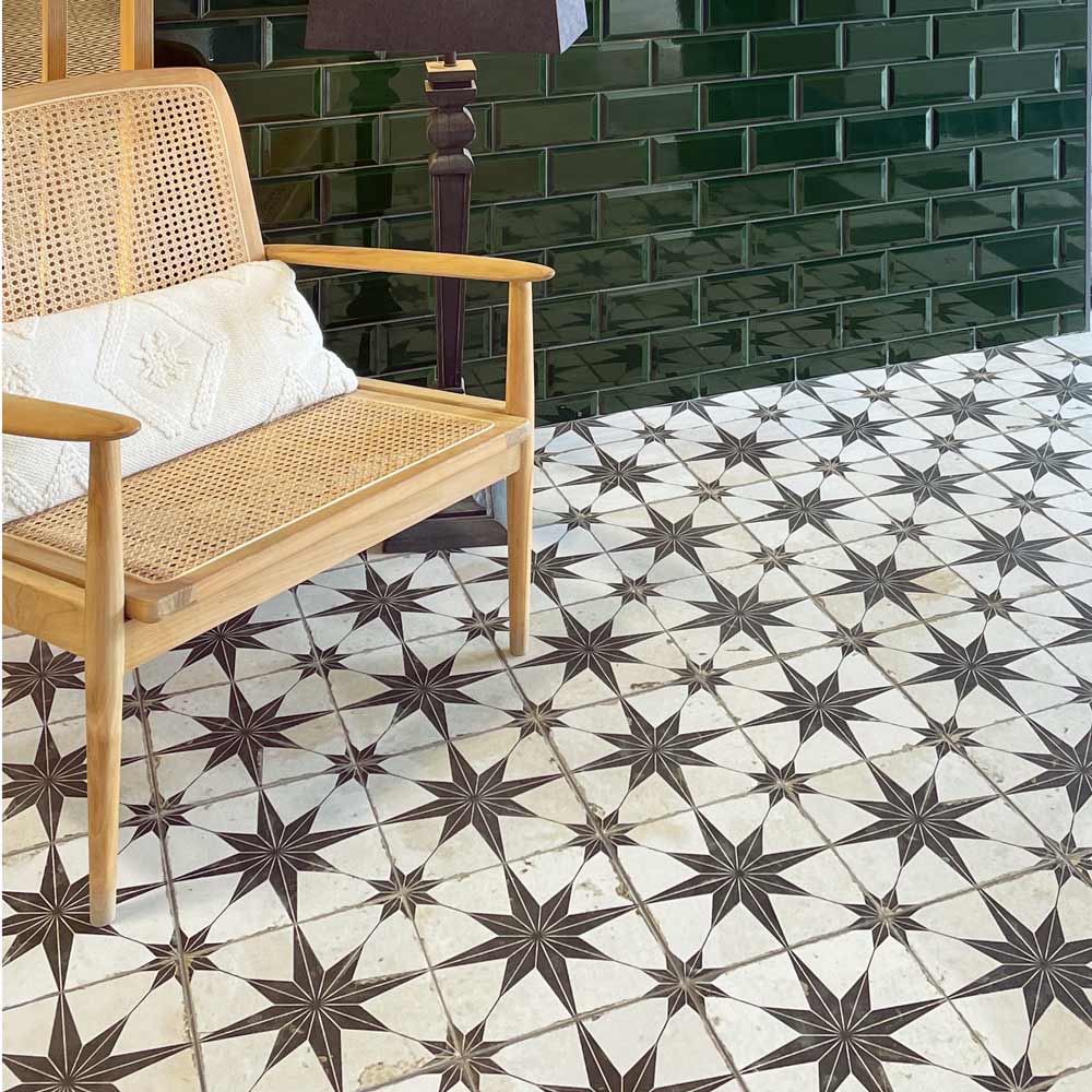 Star N Black Pattern Floor Tile 45x45cm-Pattern tile-Peronda-Tile.co.uk