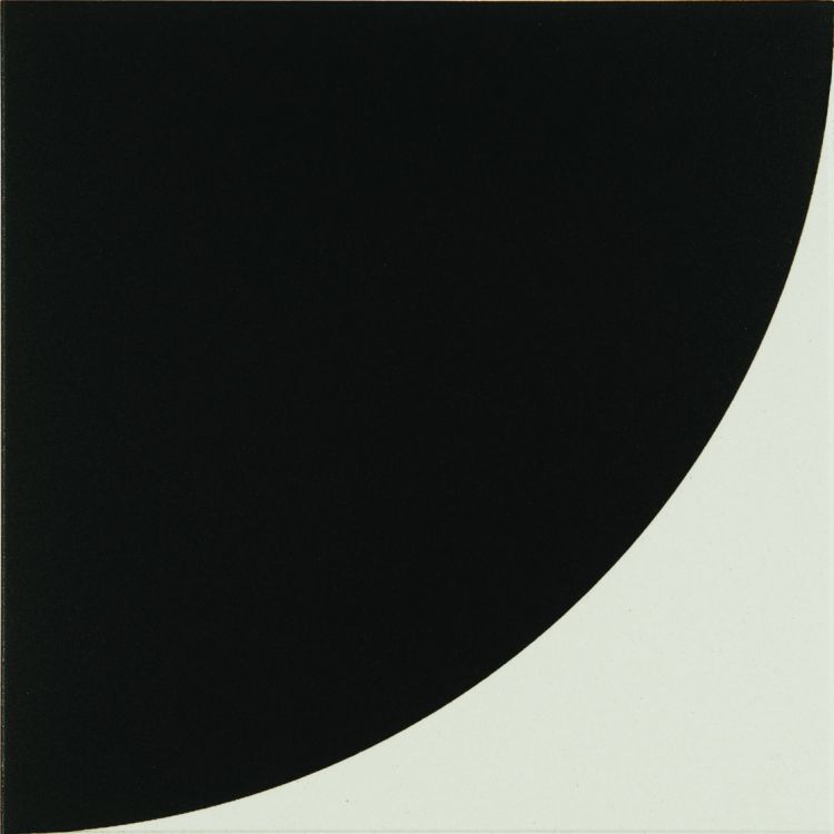 Image of Abstract design with a black half-circle on a white background