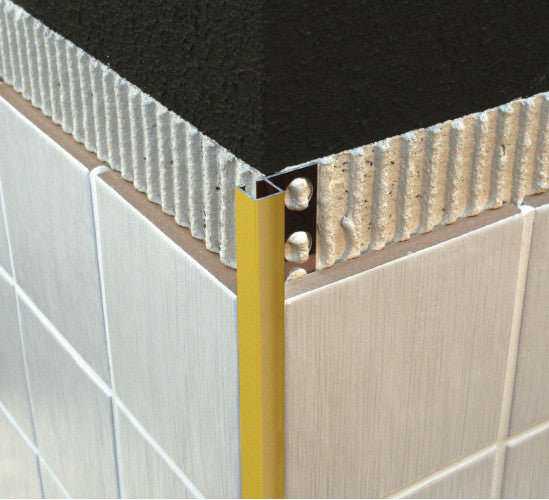 Image of Genesis Brushed Gold Square Edge Aluminium Tile Trim-Trim-Genesis-Tile.co.uk