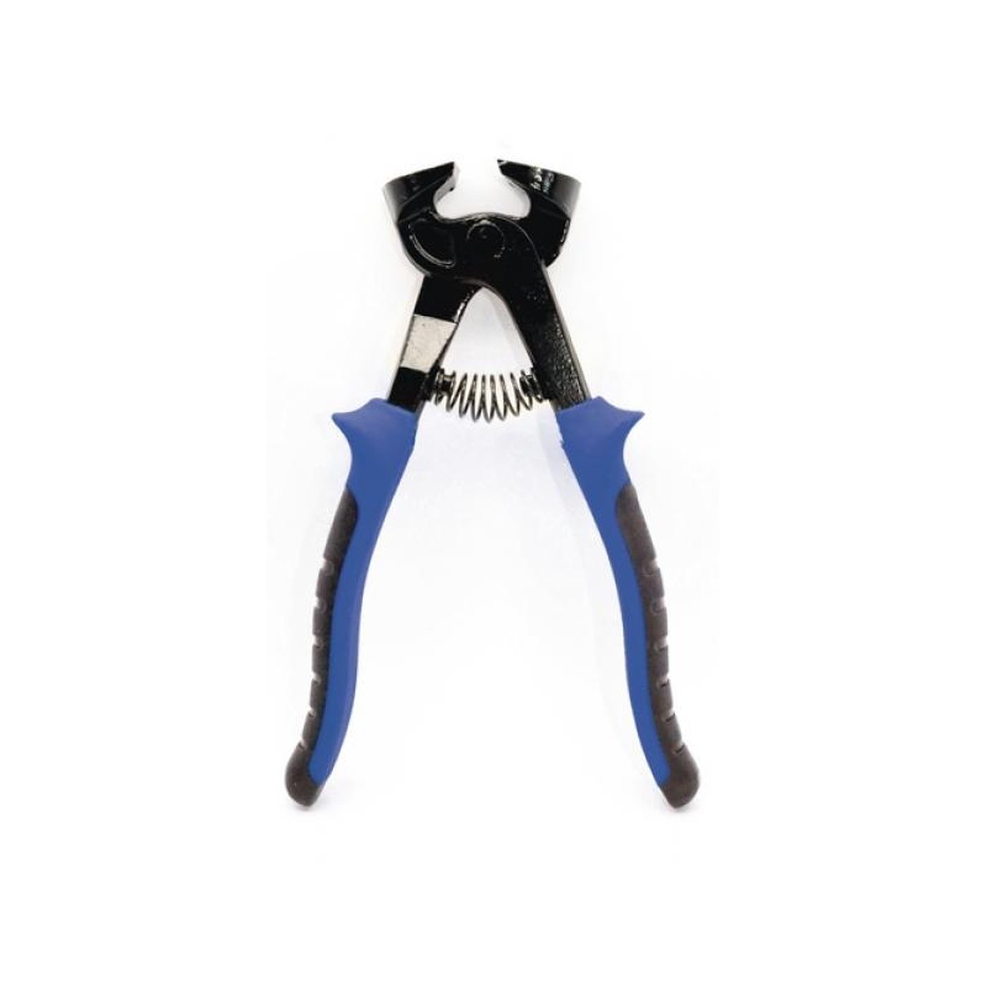 Image of Pair of tile nippers with blue handles on a white background
