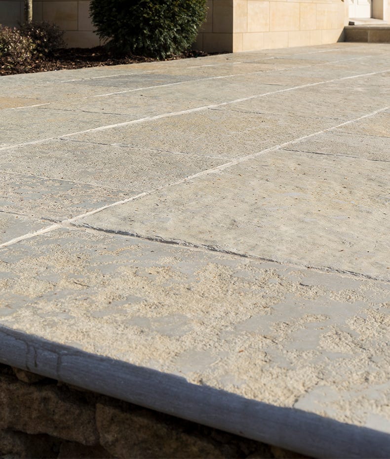 Image of Trusloe Limestone Seasoned Bullnose Coping-Outdoor Limestone Floor Tiles-Ca Pietra-Tile.co.uk