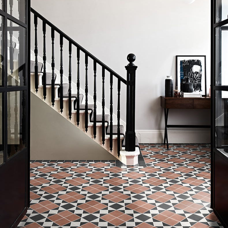 Image of Victorian Style™ Porcelain Finchley Pattern Terracotta - 28 x 28cm-Porcelain Tile-Ca Pietra-Tile.co.uk