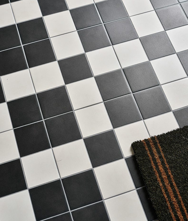 Image of Victorian Style™ Porcelain Chess Mono A - 28 x 28cm-Porcelain Tile-Ca Pietra-Tile.co.uk