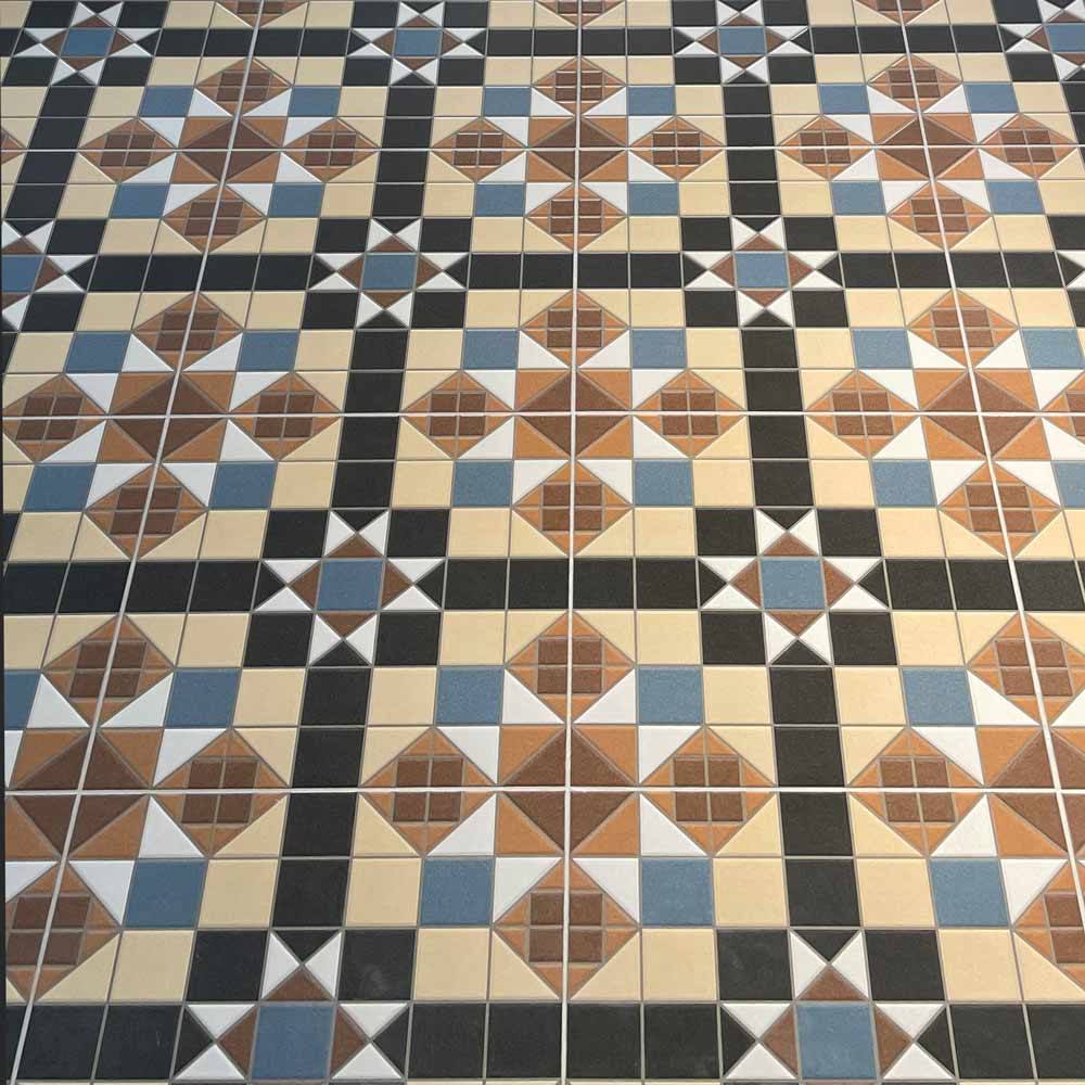 Image of Dorset Marron Pattern floor tile 31.6x31.6cm-Pattern tile-Vives ceramica-tile.co.uk