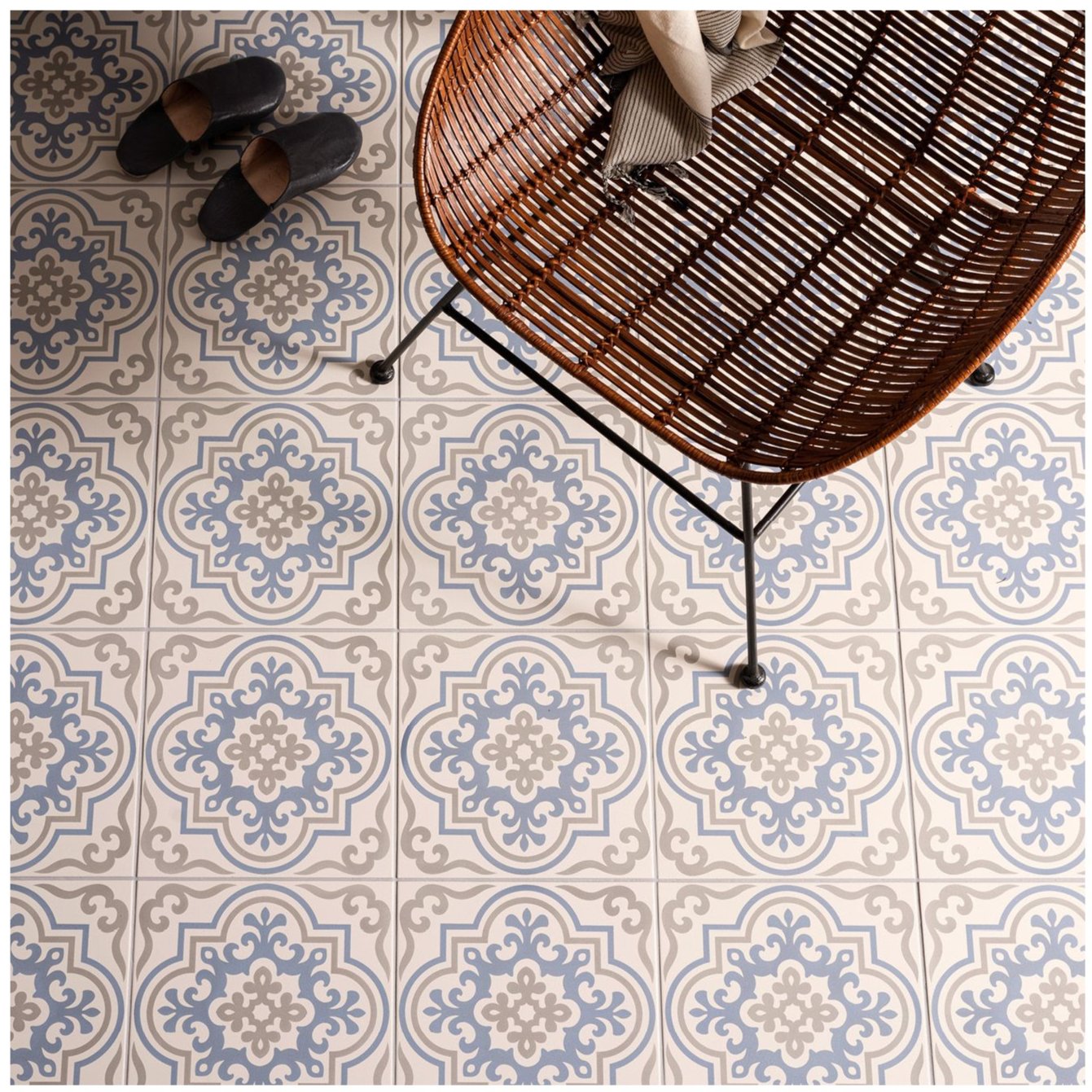 Image of Vogue Light Blue/Stone On Chalk 29.8x29.8cm-Porcelain tile-Original Style-Tile.co.uk