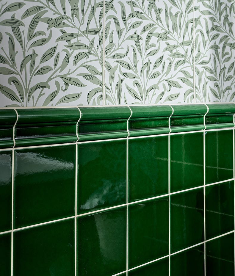 Image of Victorian Style Olive Green Dado tile 7.5x15cm-Brick style tiles-Ca Pietra-Tile.co.uk