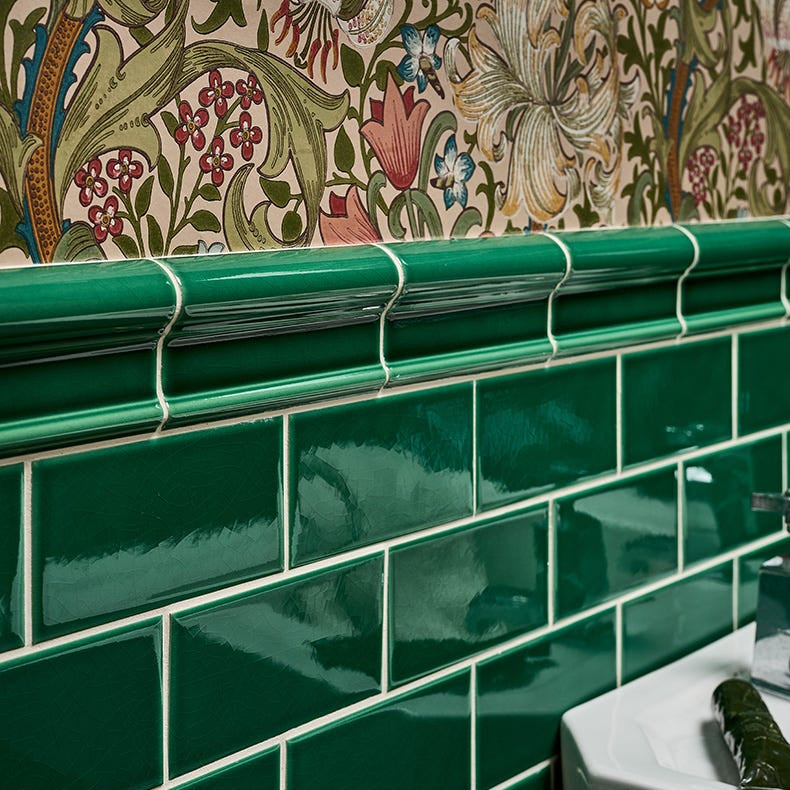 Image of Victorian Style Emerald Green Dado tile 7.5x15cm-Brick style tiles-Ca Pietra-Tile.co.uk